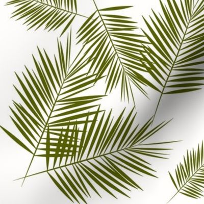 palm leaves - olive green on white