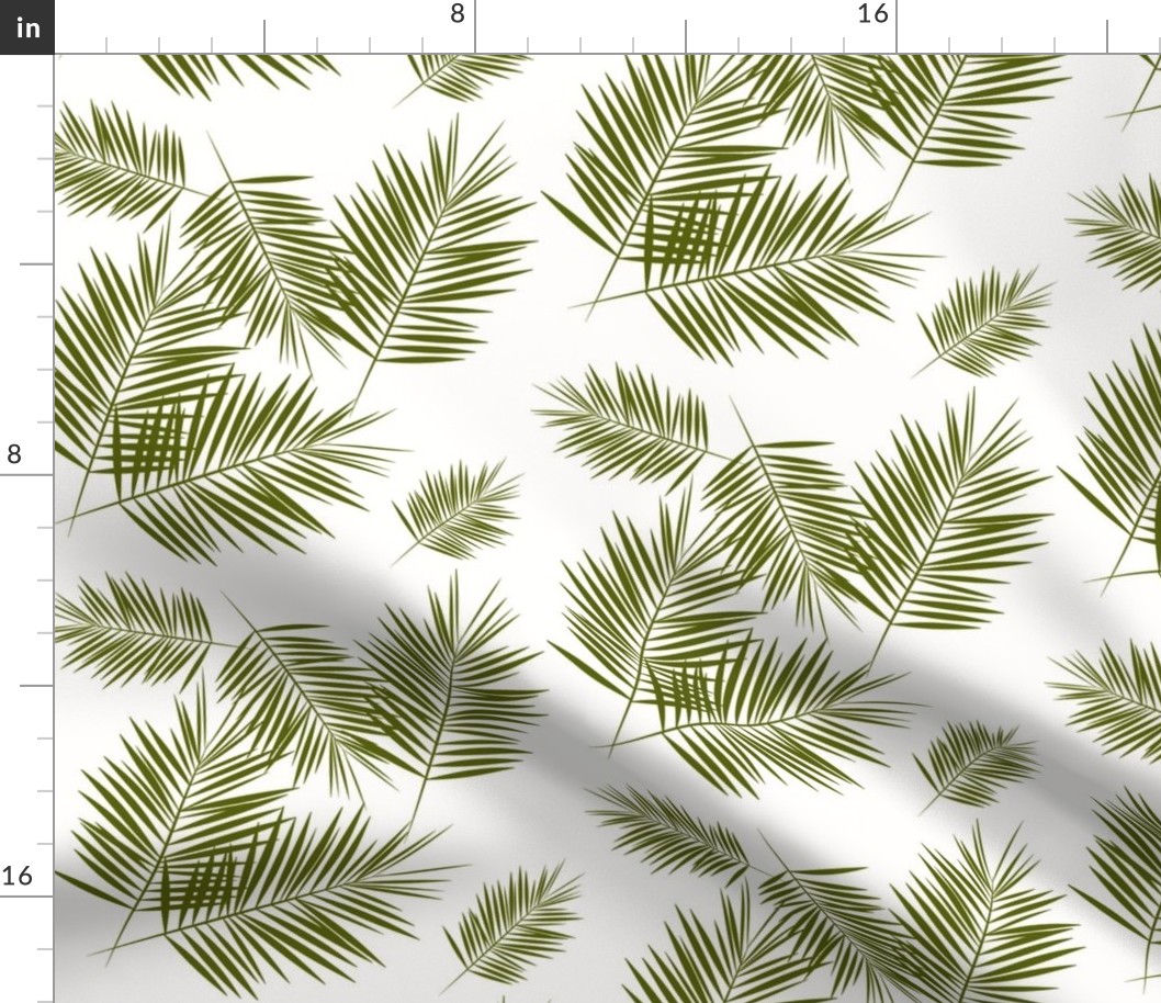 palm leaves - olive green on white