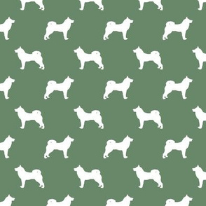 akita dog fabric - akita silhouette - dog silhouette design - medium green