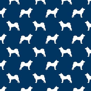 akita dog fabric - akita silhouette - dog silhouette design - navy
