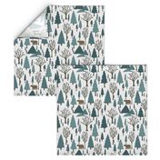 Bear Forest - Teal, White