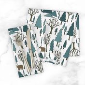 Bear Forest - Teal, White