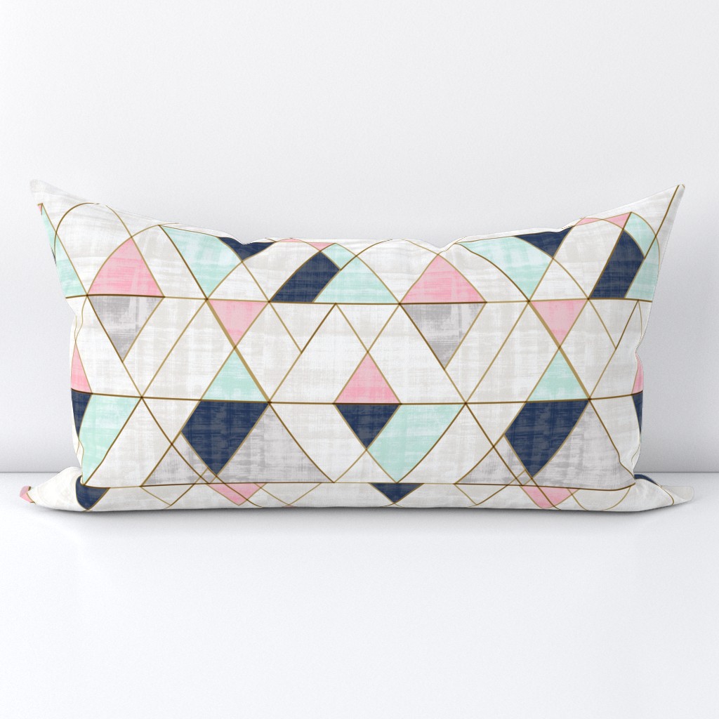 Mod Triangles Navy Mint Pink