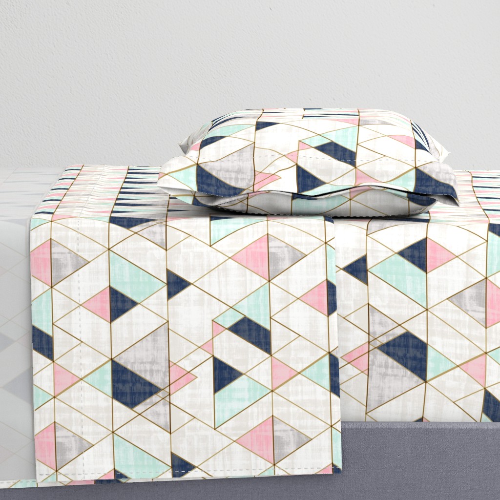 Mod Triangles Navy Mint Pink