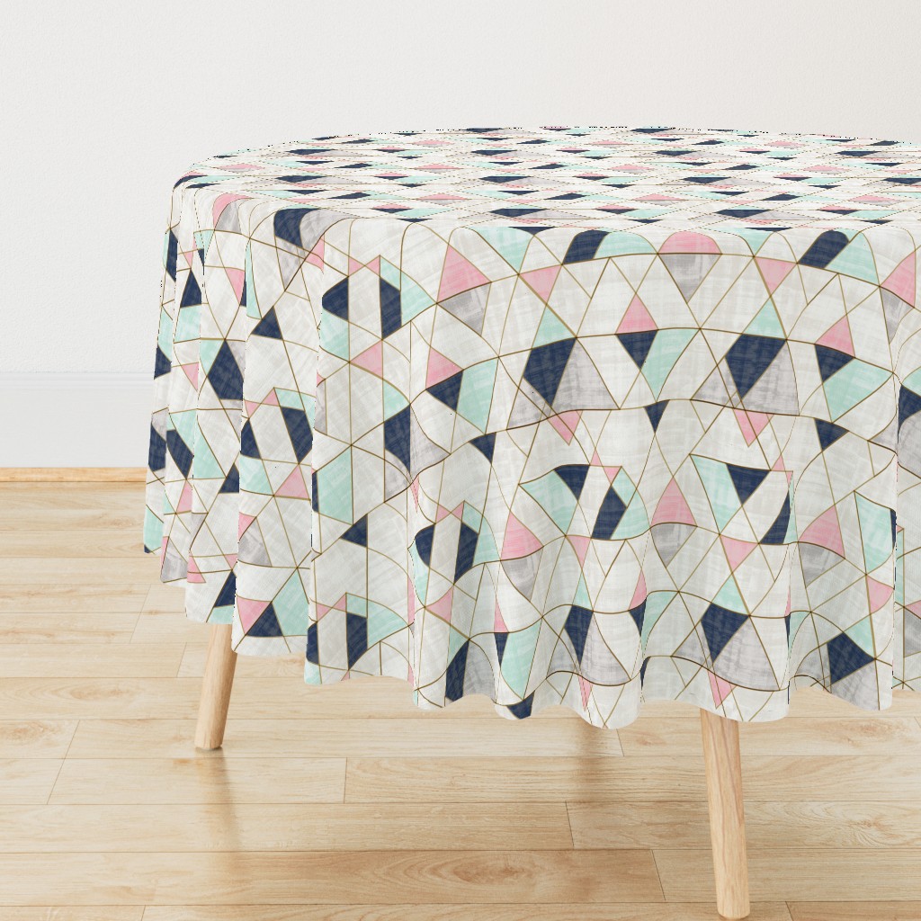 Mod Triangles Navy Mint Pink