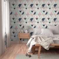 Mod Triangles Navy Mint Pink