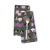 boxer dog fabric boxer dogs fabric boxer heads design - charcoal flowers