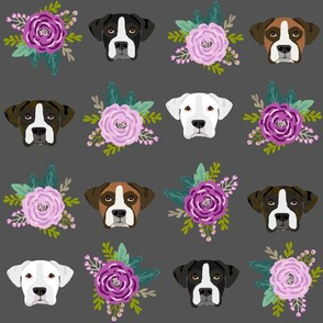 boxer dog fabric boxer dogs fabric boxer heads design - charcoal flowers