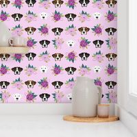 boxer dog fabric boxer dogs fabric boxer heads design - purple flowers