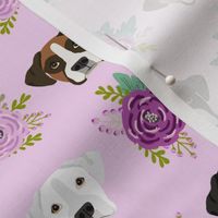 boxer dog fabric boxer dogs fabric boxer heads design - purple flowers