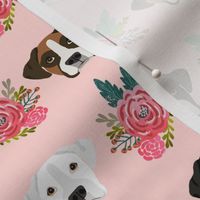boxer dog fabric boxer dogs fabric boxer heads design - pink florals