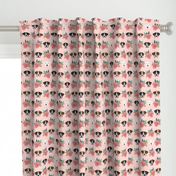 boxer dog fabric boxer dogs fabric boxer heads design - pink florals