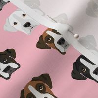 boxer dog fabric boxer dogs fabric boxer heads design - pink