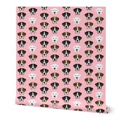 boxer dog fabric boxer dogs fabric boxer heads design - pink