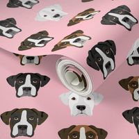 boxer dog fabric boxer dogs fabric boxer heads design - pink