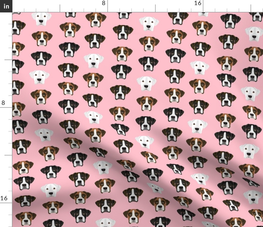 boxer dog fabric boxer dogs fabric boxer heads design - pink