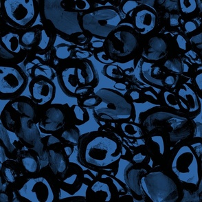 brush stroke abstract bright blue dots circles watercolor painted