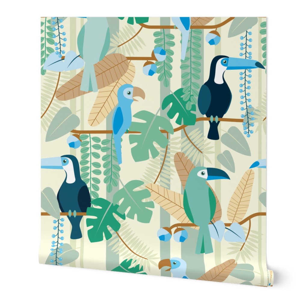 rainforest birds blue & brown