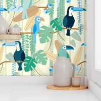 rainforest birds blue & brown