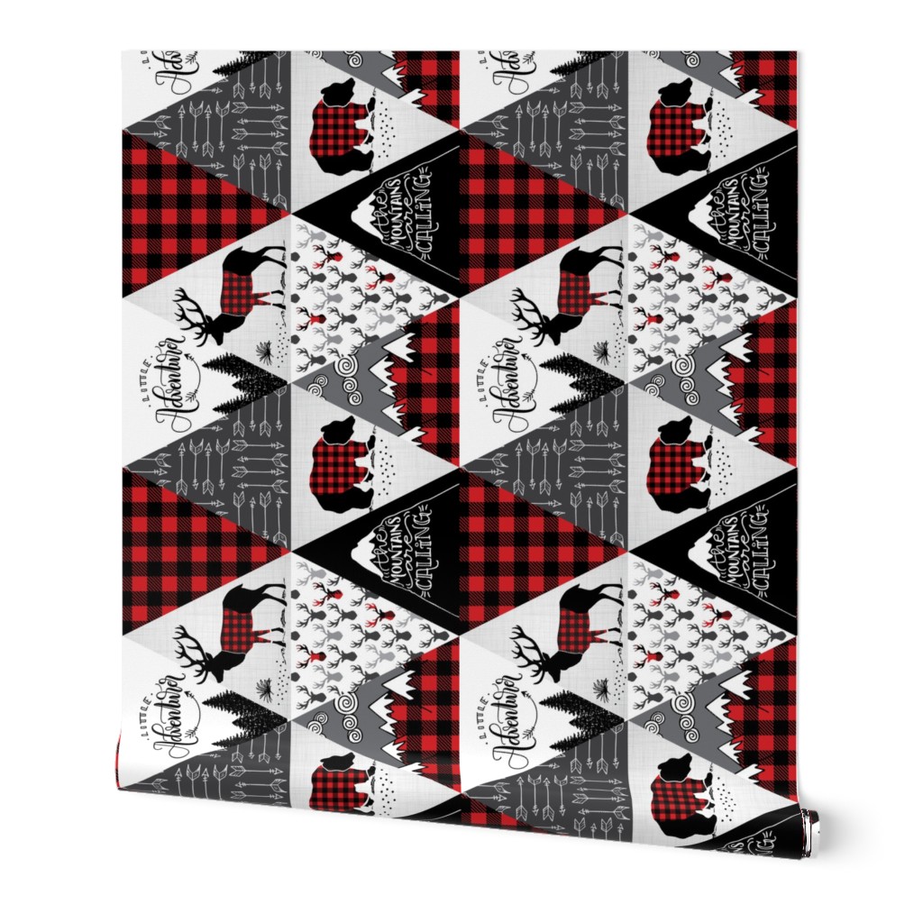 Cheater quilt  (ROTATED)- buffalo adventure - 12 inches repeat