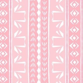 Tribal Swans Stripe  Pink and White
