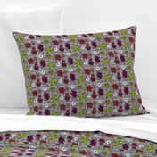 Insectivorous plants on pink and grey plaid