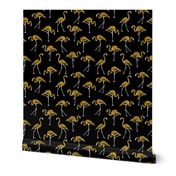 gold glitter flamingos - black