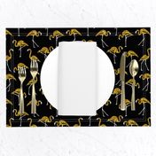 gold glitter flamingos - black