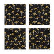 gold glitter flamingos - black