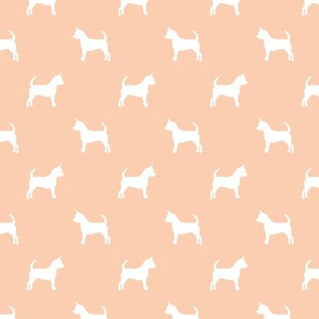 chihuahua silhouette fabric - dog fabrics - dogs design - apricot