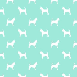 chihuahua silhouette fabric - dog fabrics - dogs design - aqua