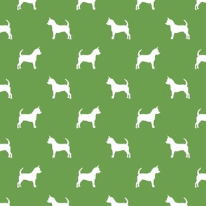 chihuahua silhouette fabric - dog fabrics - dogs design - asparagus green