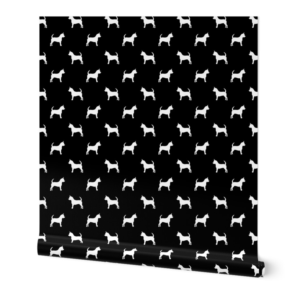 chihuahua silhouette fabric - dog fabrics - dogs design - black