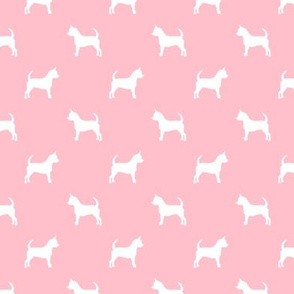 chihuahua silhouette fabric - dog fabrics - dogs design - blossom pink