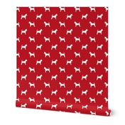 chihuahua silhouette fabric - dog fabrics - dogs design - fire red