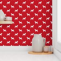 chihuahua silhouette fabric - dog fabrics - dogs design - fire red