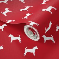 chihuahua silhouette fabric - dog fabrics - dogs design - fire red