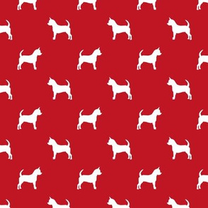 chihuahua silhouette fabric - dog fabrics - dogs design - fire red