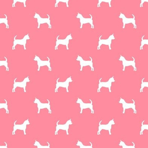 chihuahua silhouette fabric - dog fabrics - dogs design - flamingo pink