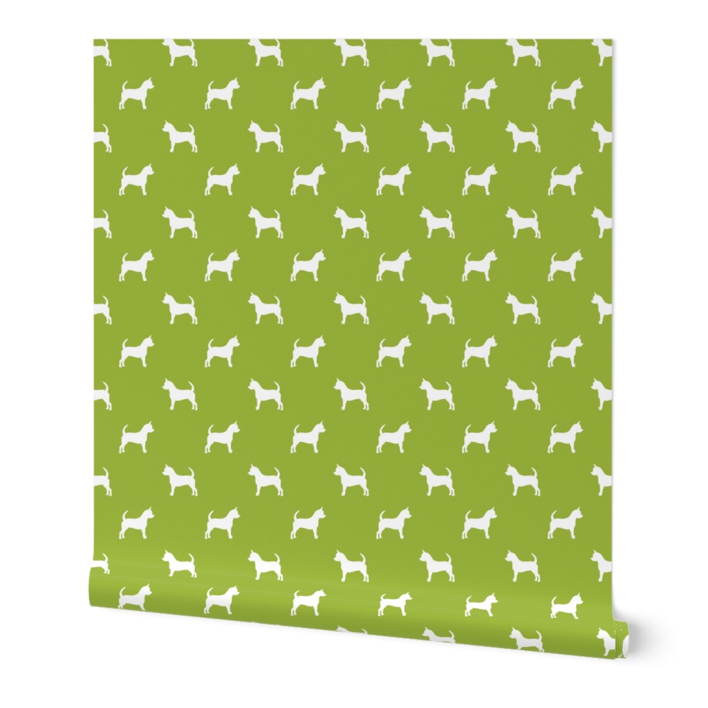 chihuahua silhouette fabric - dog fabrics - dogs design - lime