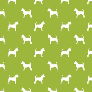 chihuahua silhouette fabric - dog fabrics - dogs design - lime