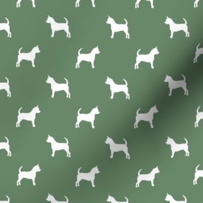 chihuahua silhouette fabric - dog fabrics - dogs design - medium green