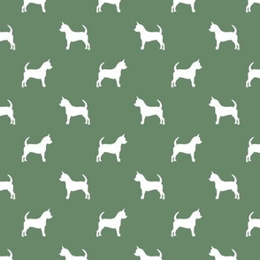 chihuahua silhouette fabric - dog fabrics - dogs design - medium green