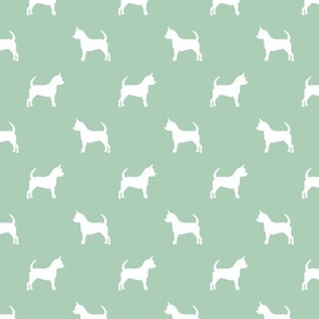 chihuahua silhouette fabric - dog fabrics - dogs design - mint green