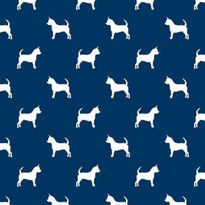 chihuahua silhouette fabric - dog fabrics - dogs design - navy