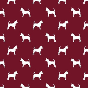chihuahua silhouette fabric - dog fabrics - dogs design - ruby red