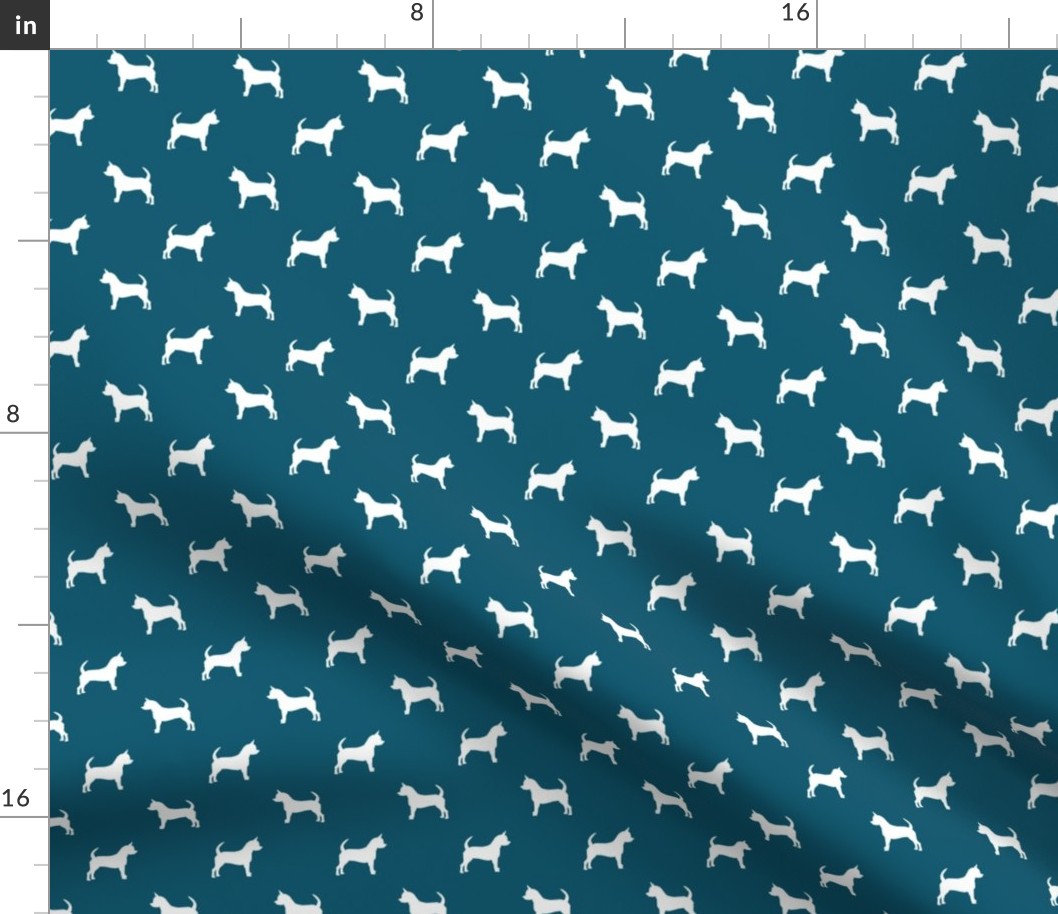 chihuahua silhouette fabric - dog fabrics - dogs design - sapphire