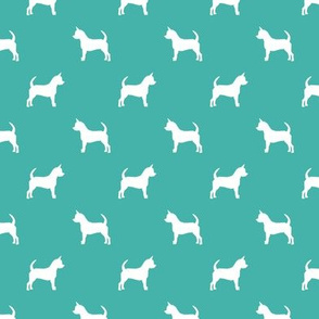 chihuahua silhouette fabric - dog fabrics - dogs design - turquoise