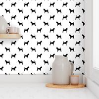 chihuahua silhouette fabric - dog fabrics - dogs design - white and black