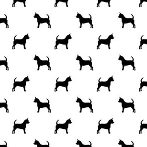 chihuahua silhouette fabric - dog fabrics - dogs design - white and black